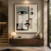 Picture 7 تابلو چهره هندسی مدرن با طراحی آبستره و رنگهای خنثی